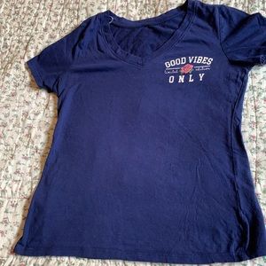 Navy Blue 'Good Vibes Only' Women's Short Sleeve Tee